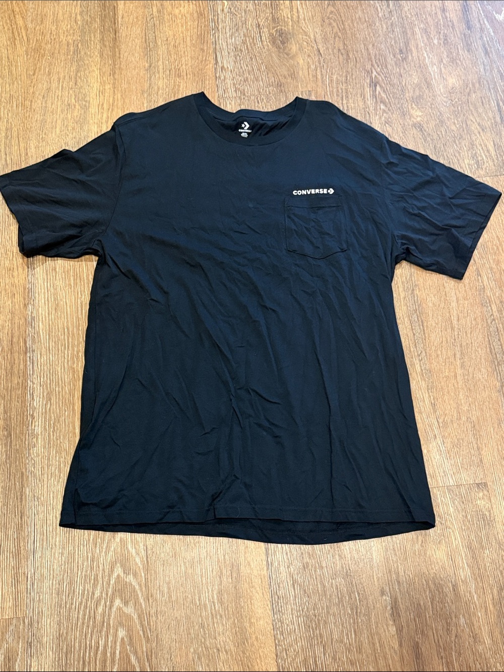 Converse Black Short-Sleeve Pocket Tee with Logo